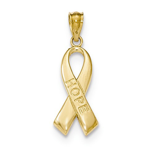 14kt Yellow Gold 3/4in Hope Ribbon Pendant