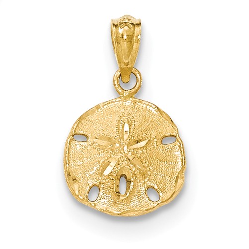 14k Yellow Gold 1/2in Polished Sand Dollar Pendant