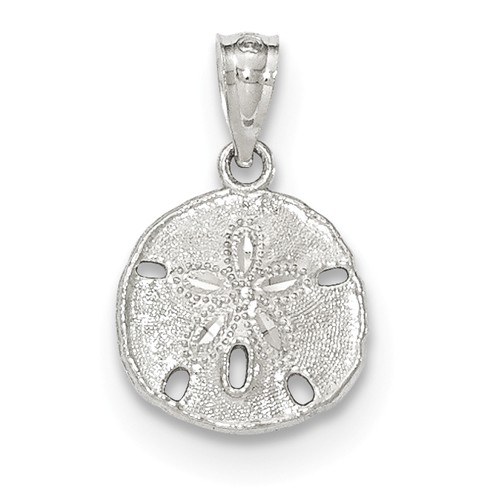 14k White Gold Textured Sand Dollar Charm 3/8in