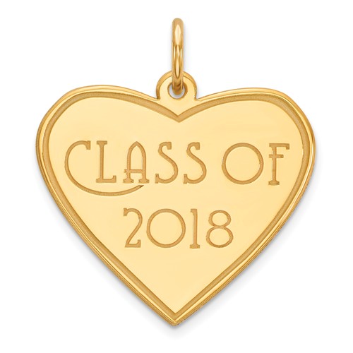 14kt Yellow Gold Heart Class of 2018 Charm