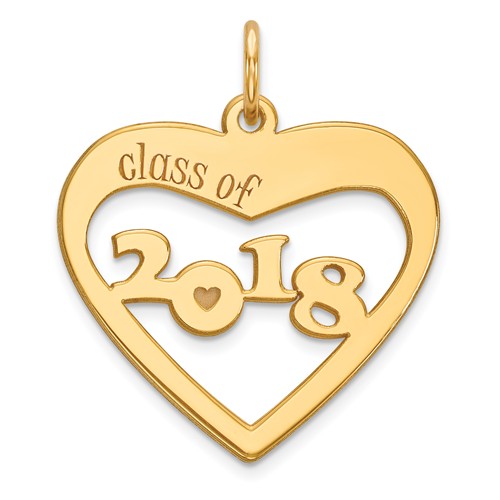 14kt Yellow Gold Open Heart Class of 2018 Charm