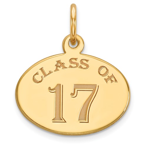 14kt Yellow Gold Oval Class of 2017 Charm