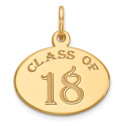 14kt Yellow Gold Oval Class of 2018 Charm