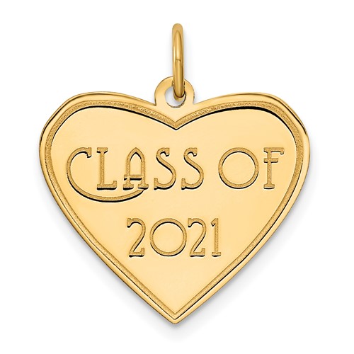 14k Yellow Gold Class Of 2021 Heart Charm