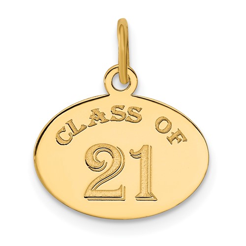 14k Yellow Gold Oval Class of 2021 Charm