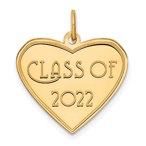 14k Yellow Gold Class Of 2022 Heart Charm
