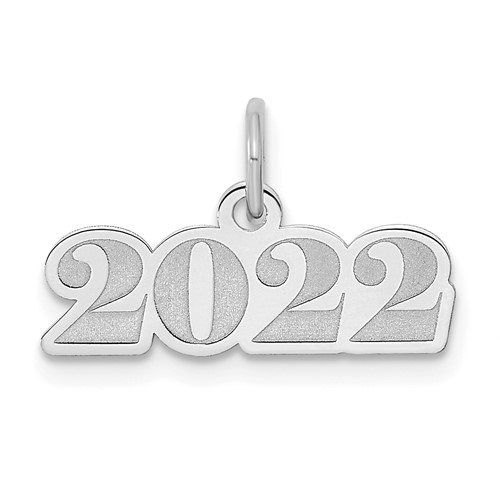 14k White Gold Classic Graduation 2022 Charm