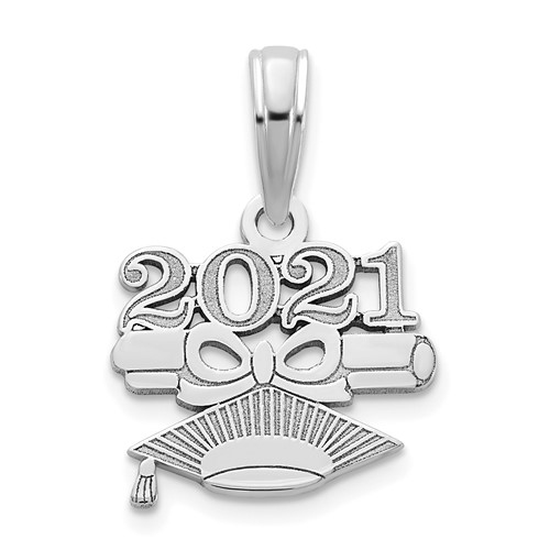 14k White Gold Graduate Cap with Diploma 2021 Charm