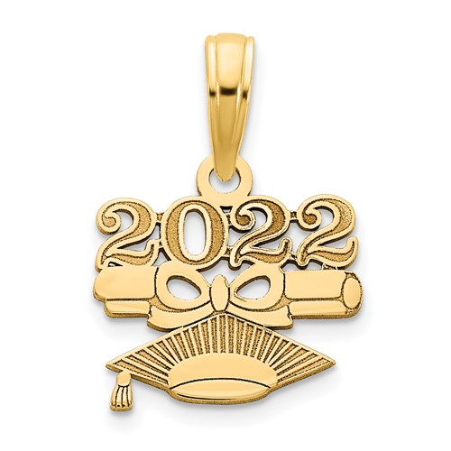 14k Yellow Gold Graduate Cap with Diploma 2022 Charm