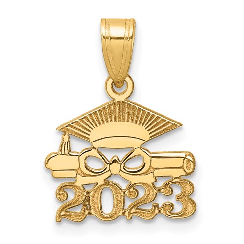 14k Yellow Gold 2023 Graduation Cap With Diploma Charm