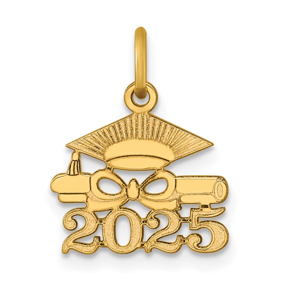 14k Yellow Gold 2025 Graduation Cap With Diploma Charm