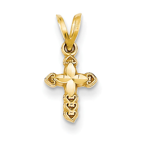 14kt Yellow Gold 7/16in Small Cross Charm