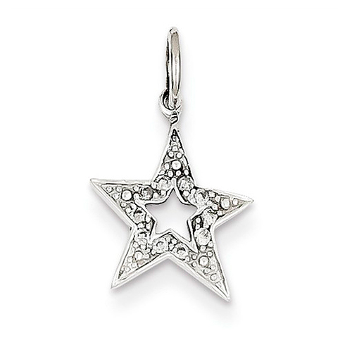14kt White Gold 3/8in Diamond Star Charm YC311 | Joy Jewelers