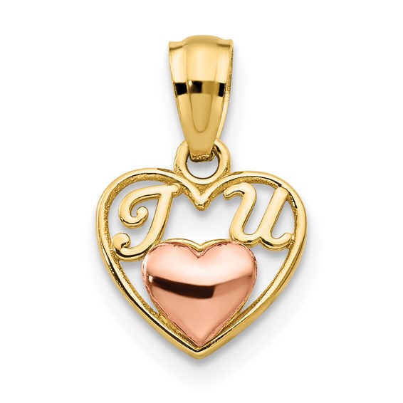 14kt Two-tone Gold 3/8in Mini I Love U Charm