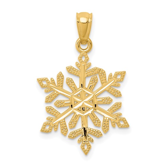 14kt Yellow Gold 3/4in Snowflake Pendant