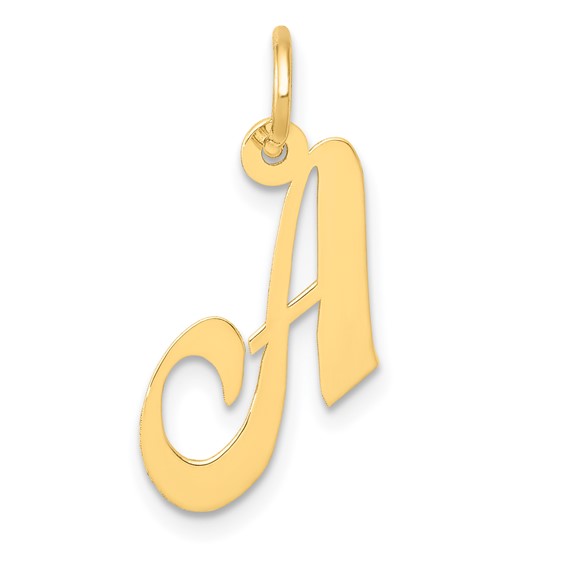 14kt Yellow Gold 5/8in Fancy Script Initial A Charm