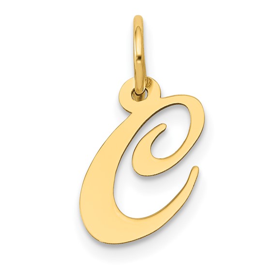 14kt Yellow Gold 5/8in Fancy Script Initial C Charm