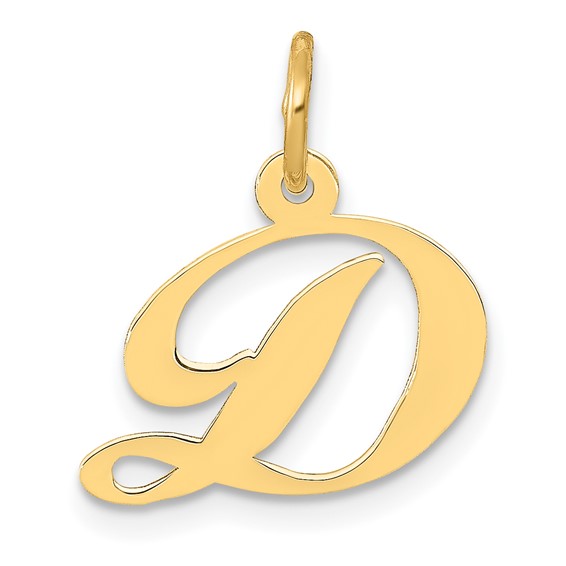 14kt Yellow Gold 5/8in Fancy Script Initial D Charm