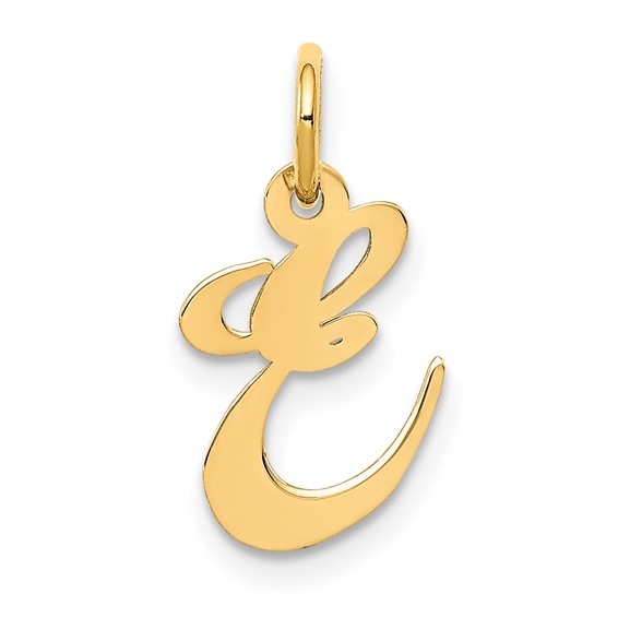 14kt Yellow Gold 5/8in Fancy Script Initial E Charm