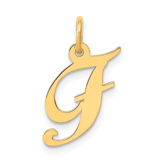 14kt Yellow Gold 5/8in Fancy Script Initial F Charm