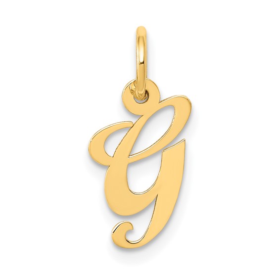 14kt Yellow Gold 5/8in Fancy Script Initial G Charm