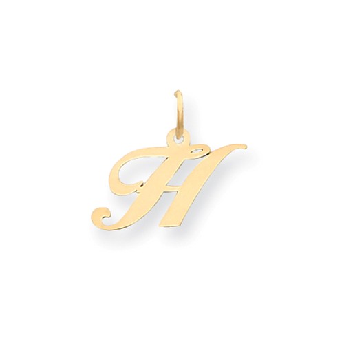 14kt Yellow Gold 5/8in Fancy Script Initial H Charm