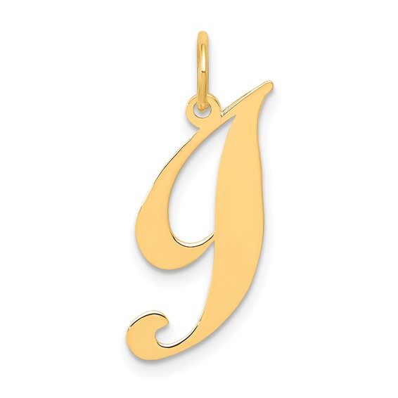 14kt Yellow Gold 5/8in Fancy Script Initial I Charm