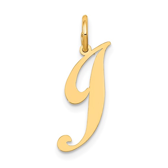 14kt Yellow Gold 5/8in Fancy Script Initial J Charm