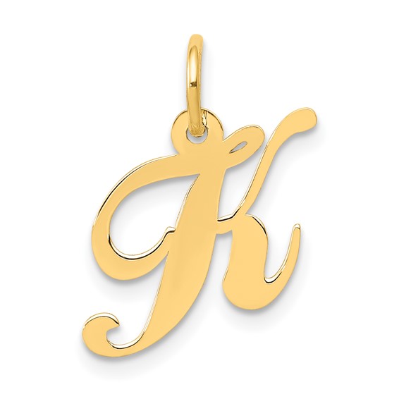 14kt Yellow Gold 5/8in Fancy Script Initial K Charm