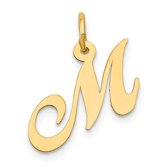 14kt Yellow Gold 5/8in Fancy Script Initial M Charm