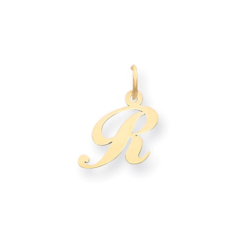 14kt Yellow Gold 5/8in Fancy Script Initial R Charm