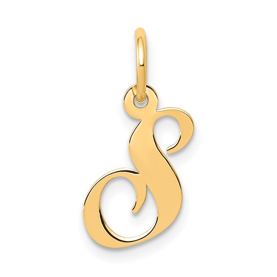 14kt Yellow Gold 5/8in Fancy Script Initial S Charm