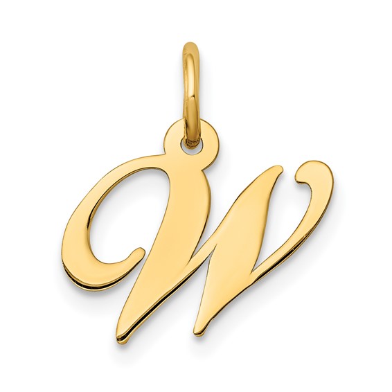 14kt Yellow Gold 5/8in Fancy Script Initial W Charm