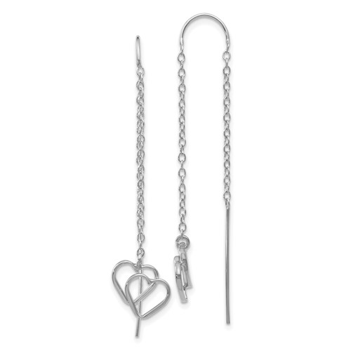 14kt White Gold Double Heart Threader Earrings YE1052 Joy Jewelers