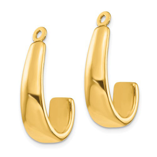 14kt Yellow Gold J-Hoop Earring Jackets 1in