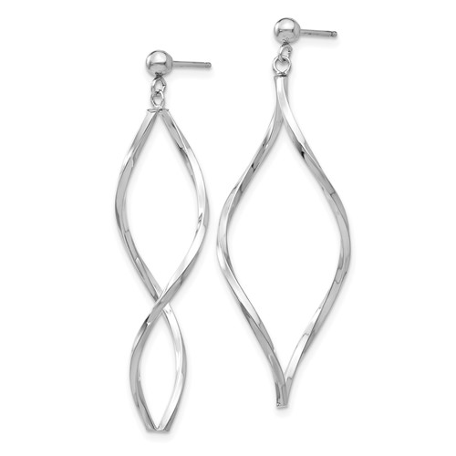 14kt White Gold 1 3/4in Twisted Swirl Post Dangle Earrings
