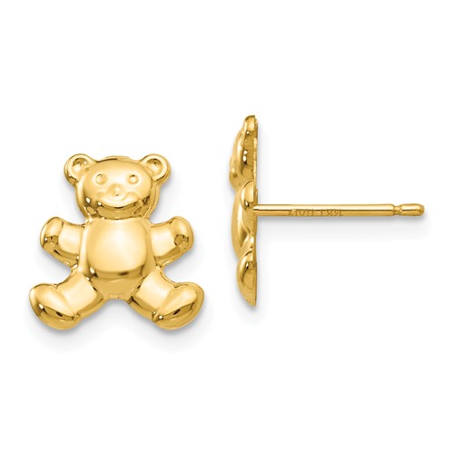 14k Yellow Gold Teddy Bear Post Earrings YE1648 | Joy Jewelers