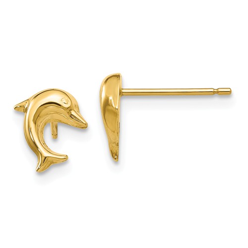 14k Yellow Gold Petite Dolphin Earrings