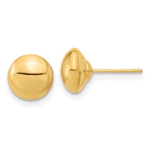 14k Yellow Gold Polished Button Earrings 8mm