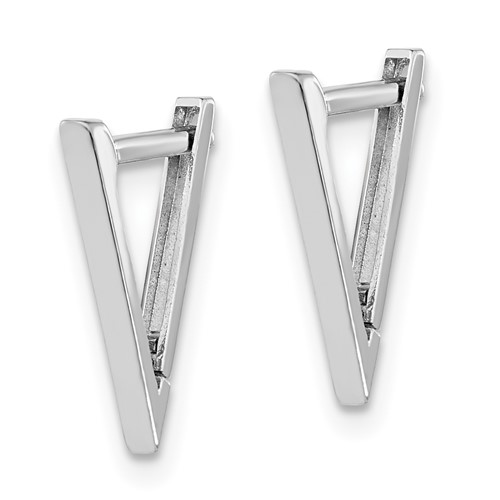 14k White Gold Inverted Triangle Hoop Earrings