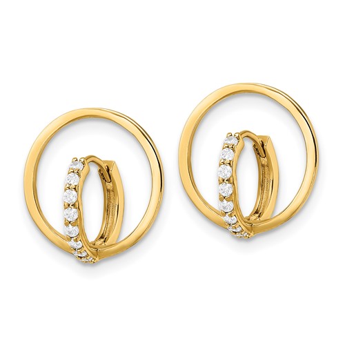 14k Yellow Gold Cubic Zirconia Circle Huggie Hoop Earrings YE1920