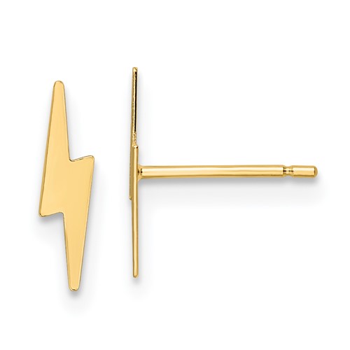 14k Yellow Gold Tiny Lightning Bolt Post Earrings
