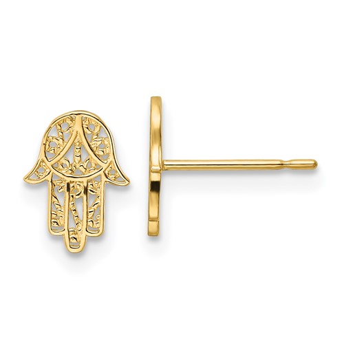 14k Yellow Gold Hamsa Earrings