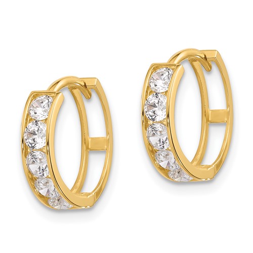 14k Yellow Gold 1/2in CZ Huggie Hoop Earrings 4mm Thick