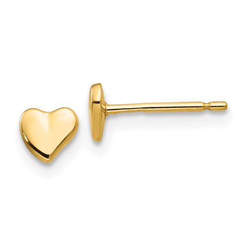 14k Yellow Gold Classic Petite Heart Stud Earrings