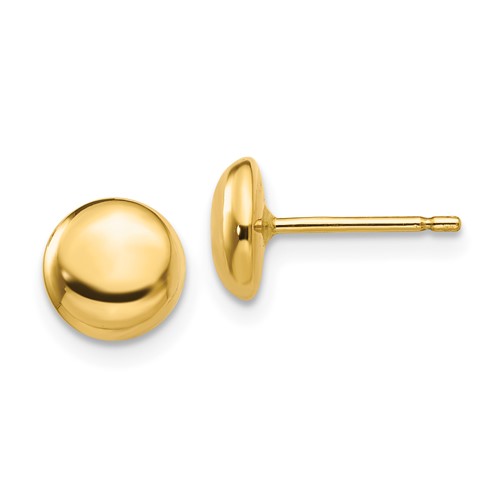 14k Yellow Gold Polished Button Earrings 7mm