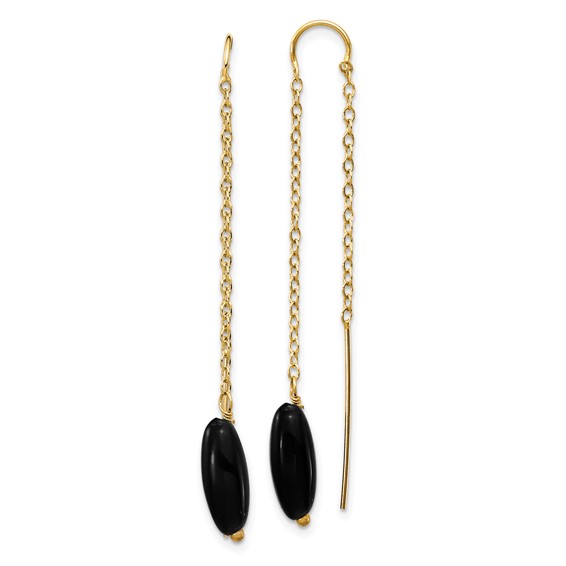 14kt Yellow Gold Black Onyx Threader Earrings YE674 Joy Jewelers