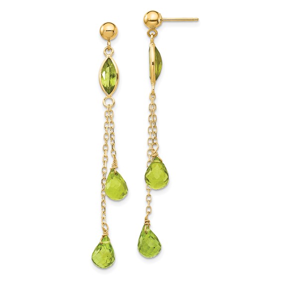 14kt Yellow Gold Marquise and Briolette Peridot Dangle Earrings