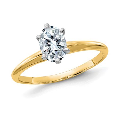 14k Yellow Gold 2.25 ct Pure Light Moissanite Oval Solitaire Ring 