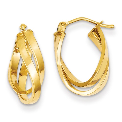 14kt Yellow Gold 3/4in Italian Double Interwined Hoop Earrings